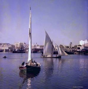 Filippo Fundarò 1960, Schifazzi ,antiche imbarcazioni di piccolo cabotaggio qui cariche di tufi